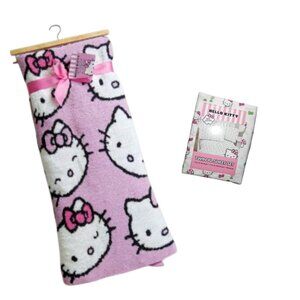 Hello Kitty Bundle Combo Sheet Set Twin XL & Feather Knit Throw Blanket Pink NWT